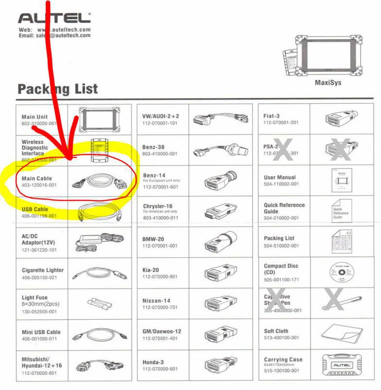 Main Cable for Autel MaxiSys ms908, ms908s, ms905, ms906, ms906ts (White 15-pin female) - Image 3